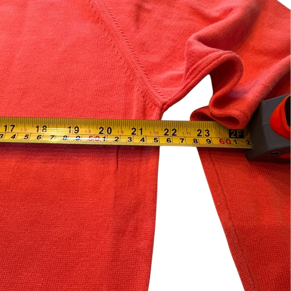 Zegna Polo Long Sleeve Collared Orange 1/4 zip Sweater 100% cotton VTG  Unisex - Picture 5 of 6